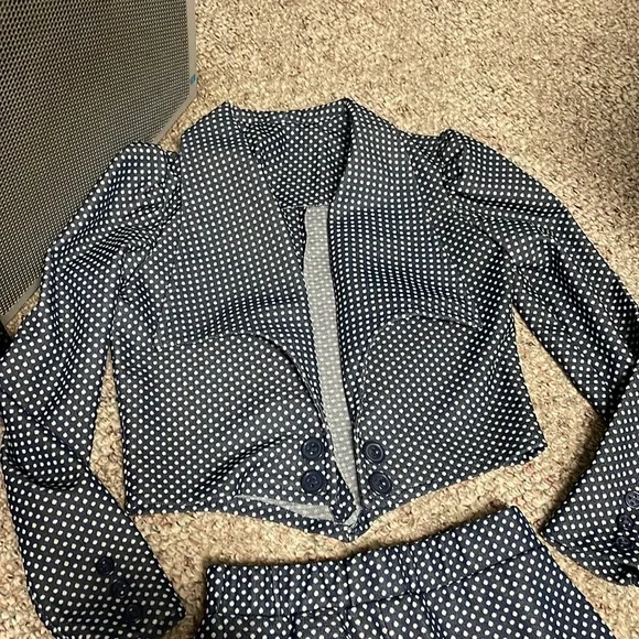 Vintage Navy and White Checkered Pantsuit - Picture 2 of 10